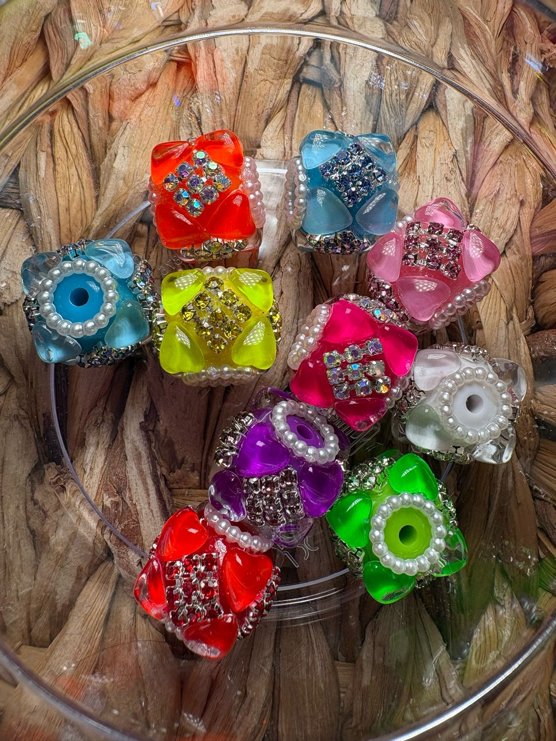 Bulk Bag-10pc-Neon Square Rhinestone-S510