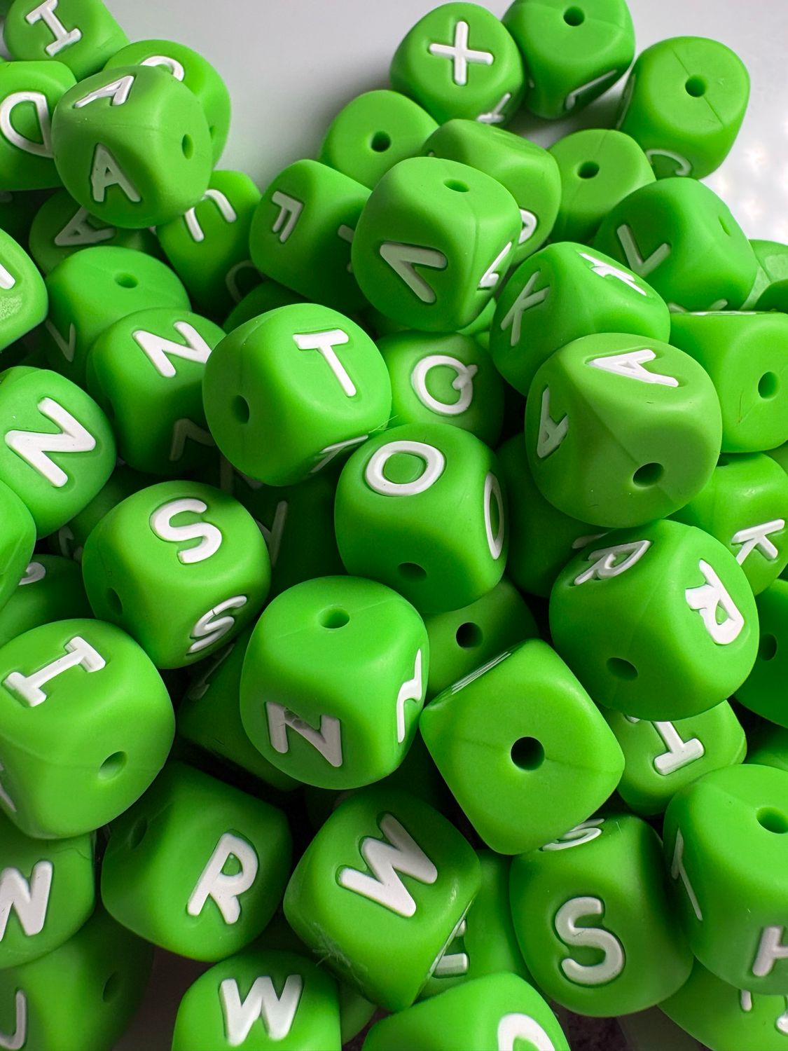 Bulk Bag- Green Silicone Letters-100pc