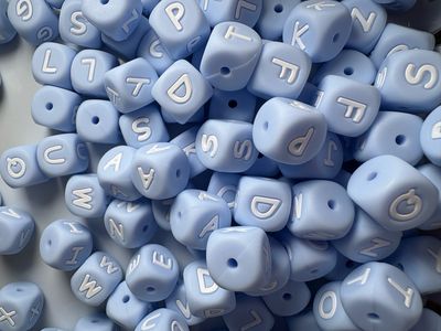 Bulk Bag- Light Blue Silicone Letters-100pc