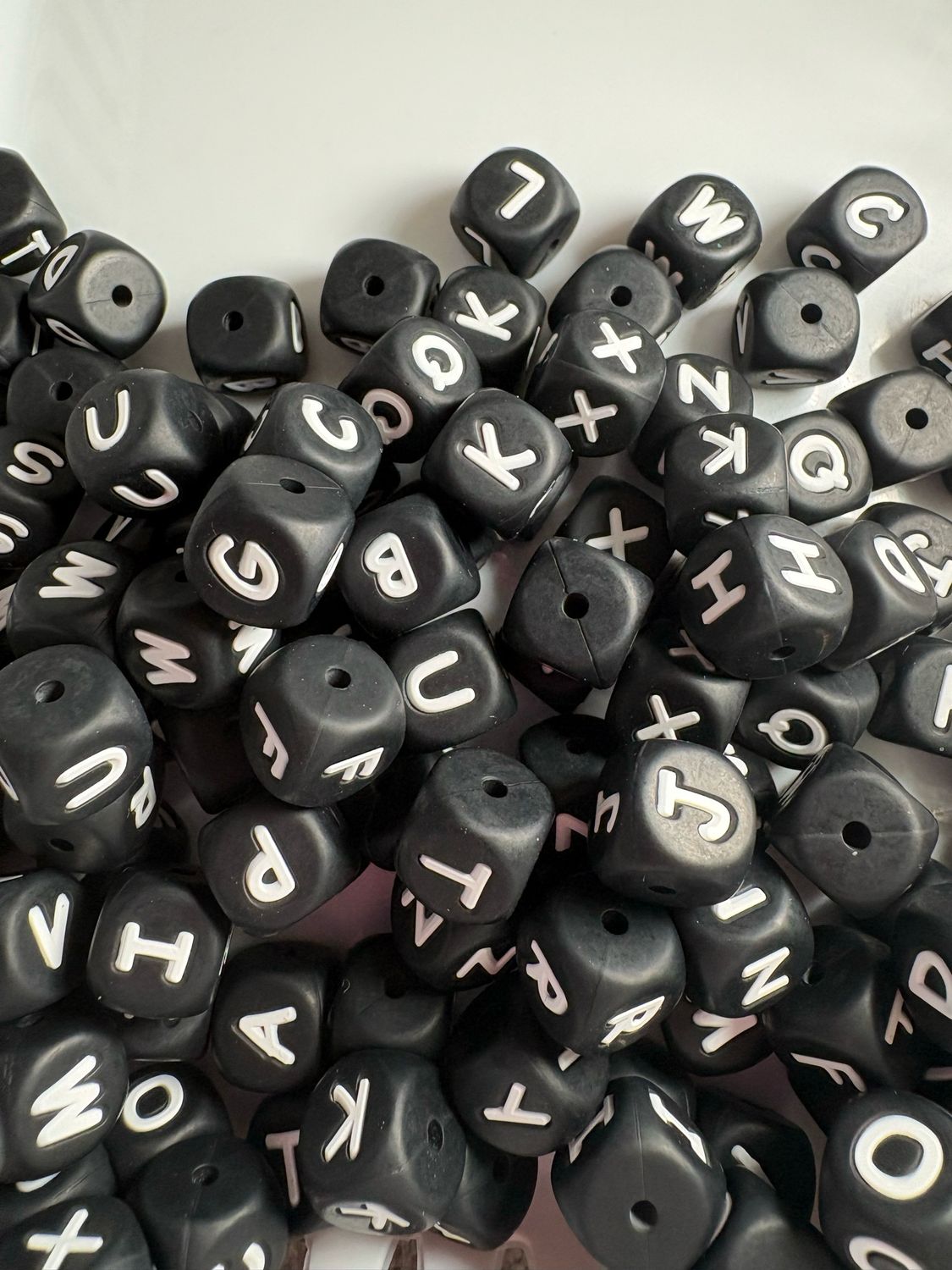 Bulk Bag- Black Silicone Letters-100pc