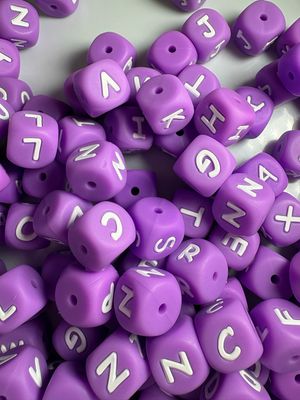 Bulk Bag- Dark Purple Silicone Letters-100pc