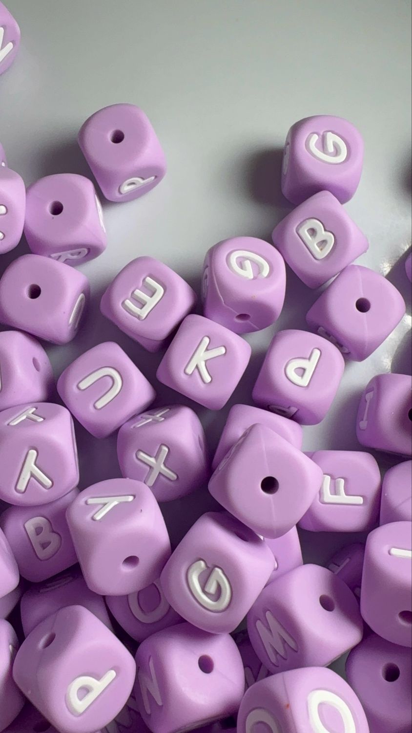 Bulk Bag- Light Purple Silicone Letters-100pc
