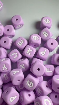 Bulk Bag- Light Purple Silicone Letters-100pc