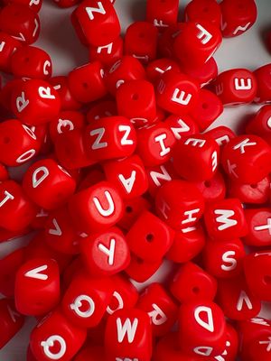 Bulk Bag- Red Silicone Letters-100pc