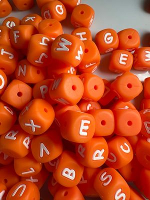 Bulk Bag- Orange Silicone Letters-100pc