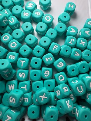 Bulk Bag- Turquoise Silicone Letters-100pc