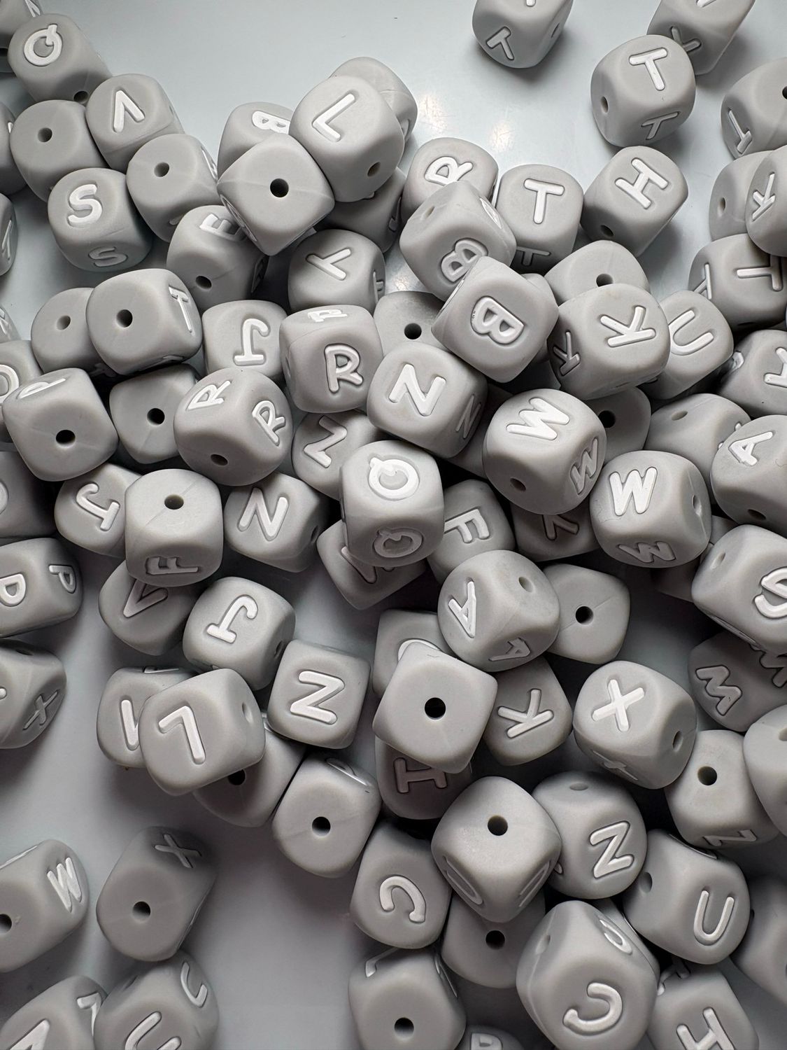 Bulk Bag- Gray Silicone Letters-100pc