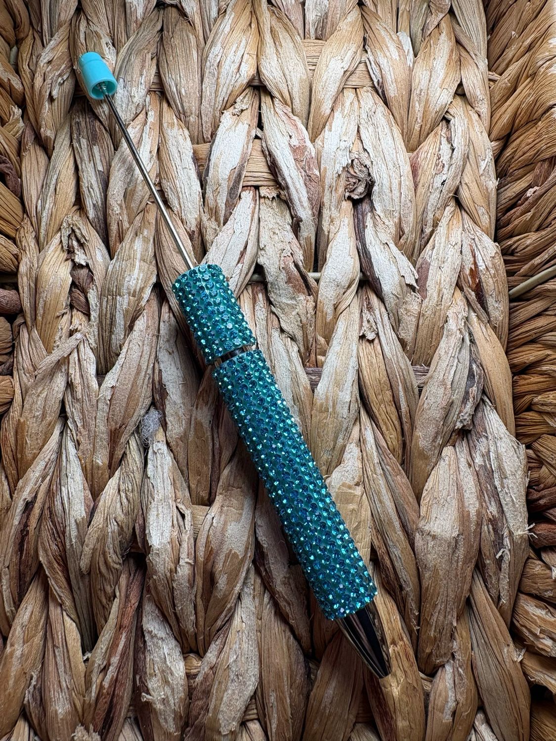 Blue AB Long Stem Rhinestone Pen