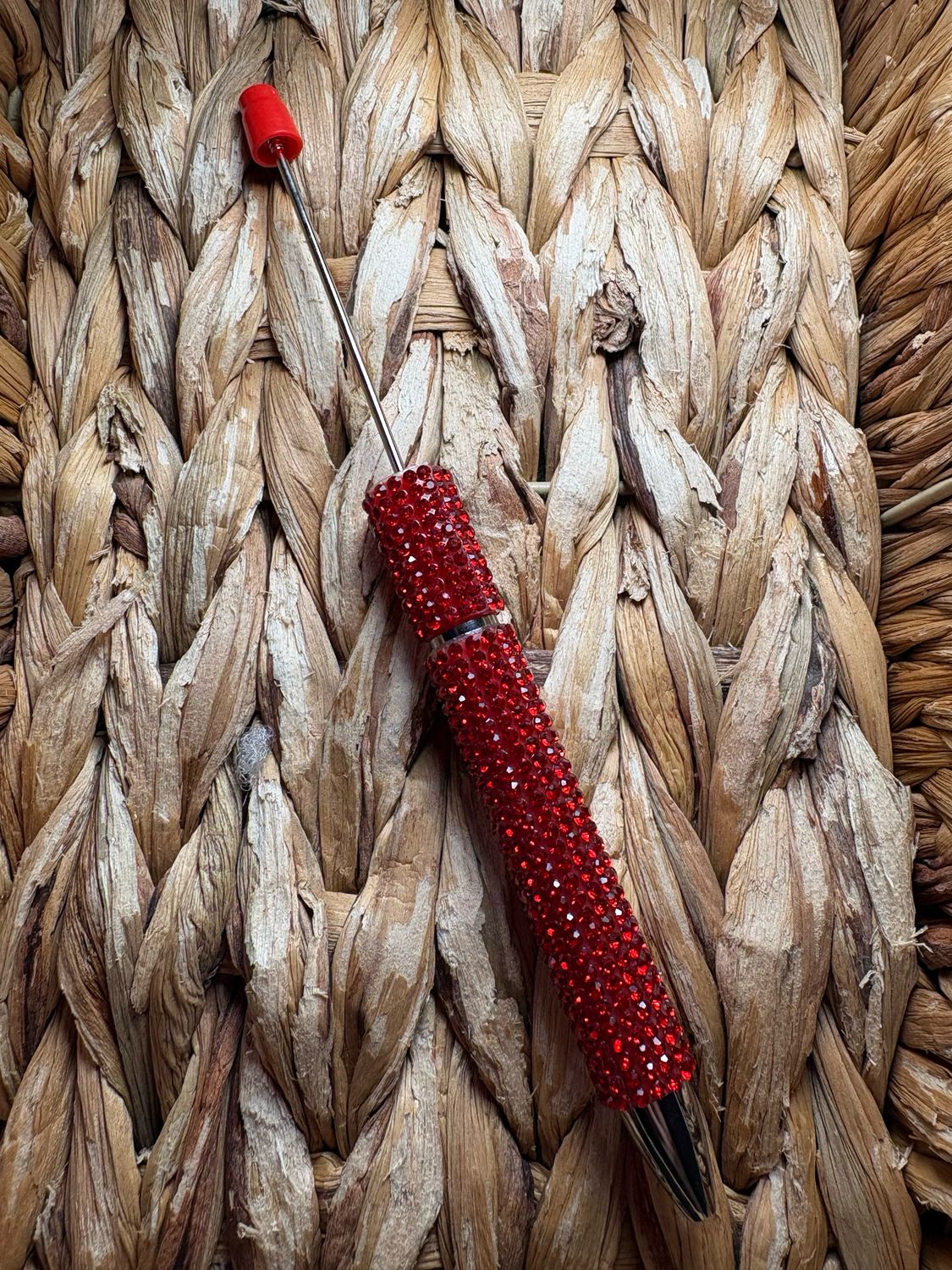 Red AB Long Stem Rhinestone Pen