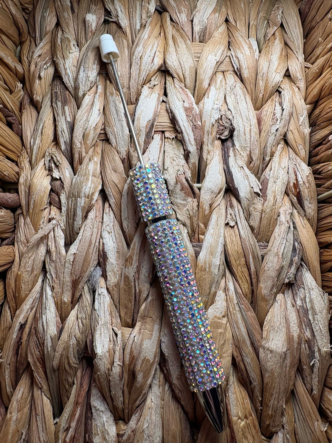 Silver AB Long Stem Rhinestone Pen
