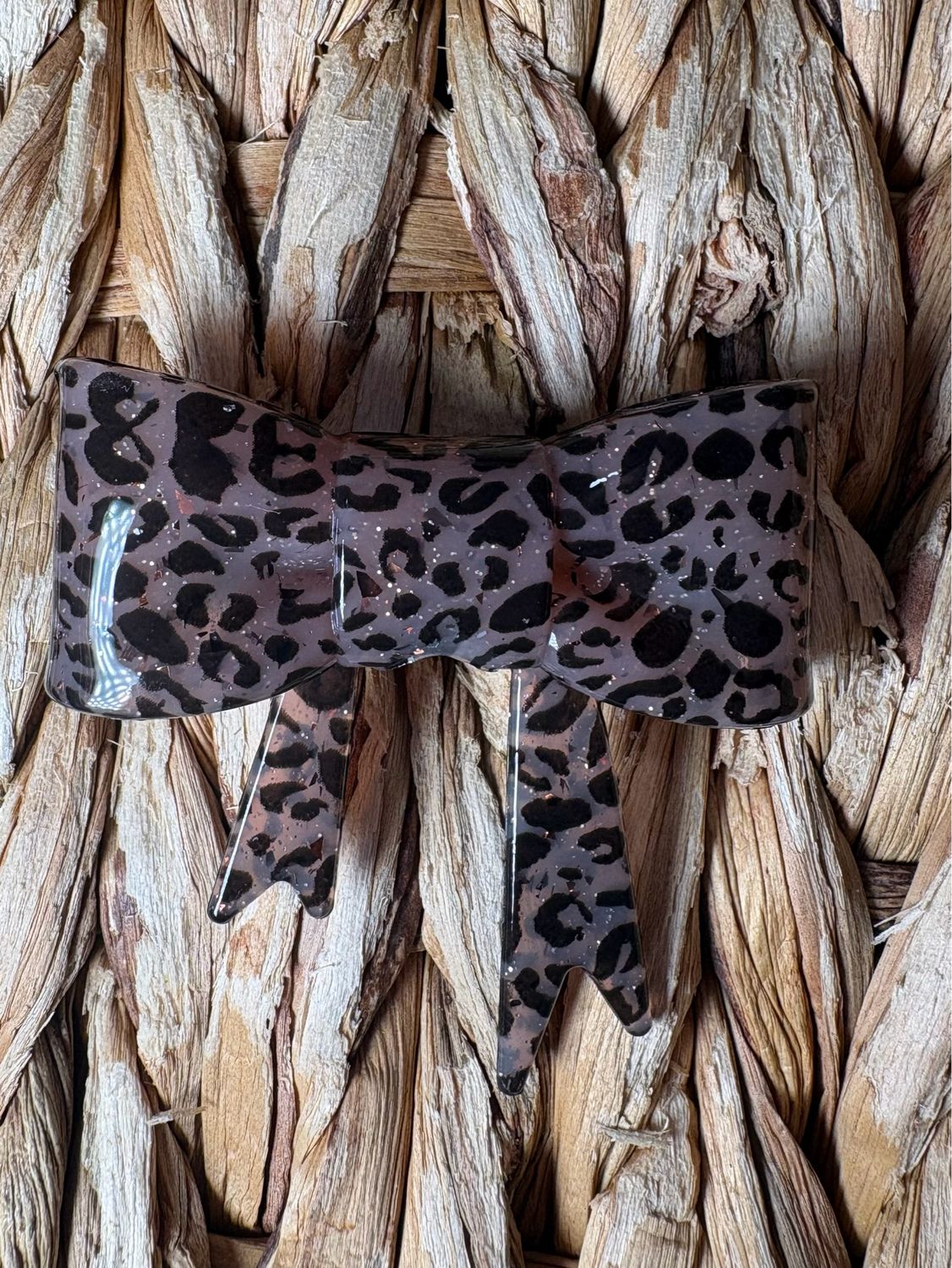 Shiny Brown Animal Print Straw Topper ST15