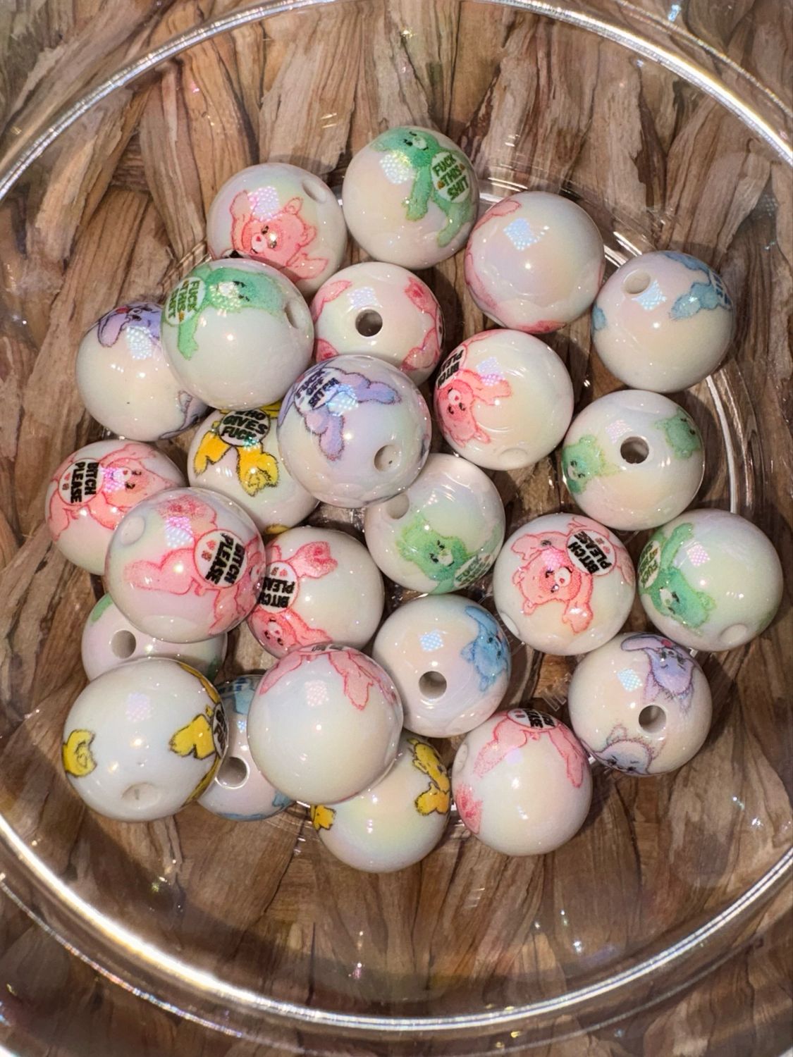 Swearbear Acrylic Bead Bag-25pc