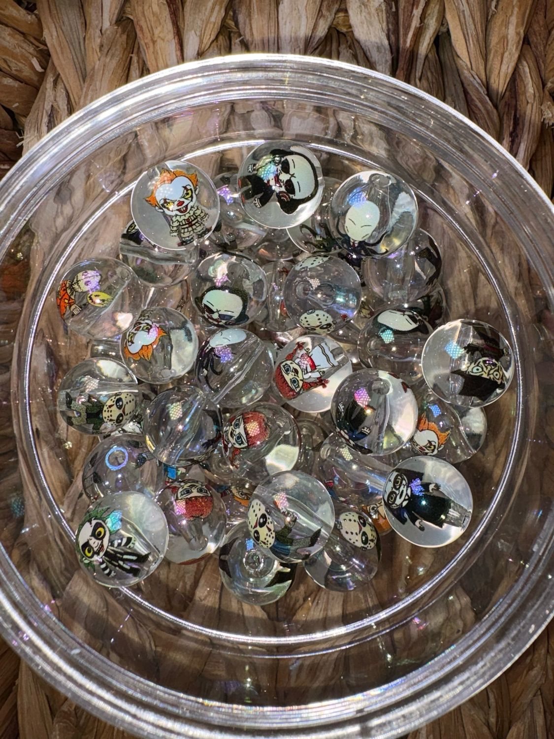 Clear Horror Character Mix Acrylic Bead Bags-25pc