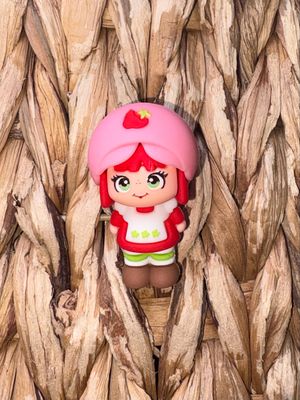 Strawberry Girl Cartoon Pen Topper Silicone-1pc
