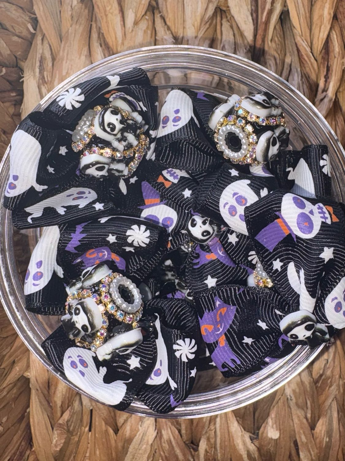 Black Halloween Ghost Sugar Bow Bead-1pc