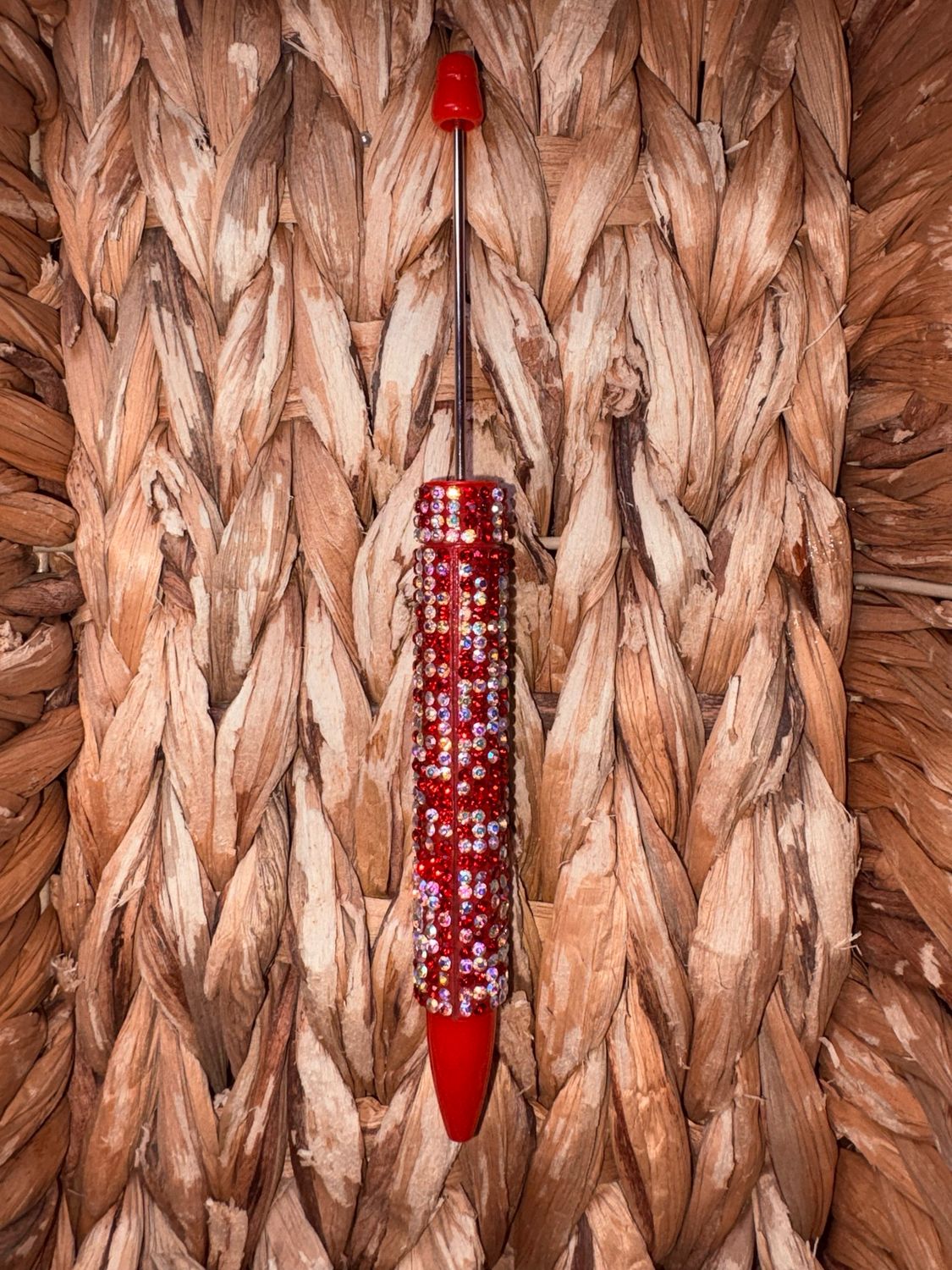 Red &amp; Silver Long Stem Rhinestone Pen