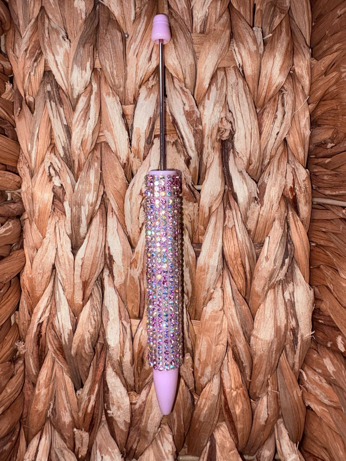 Light Pink &amp; Silver Long Stem Rhinestone Pen