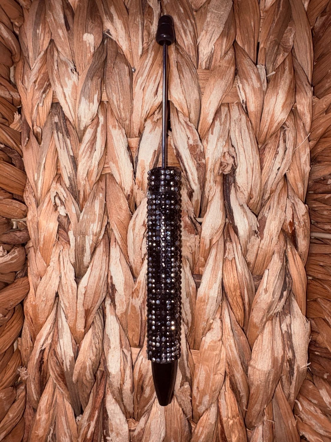 Black &amp; Silver Long Stem Rhinestone Pen