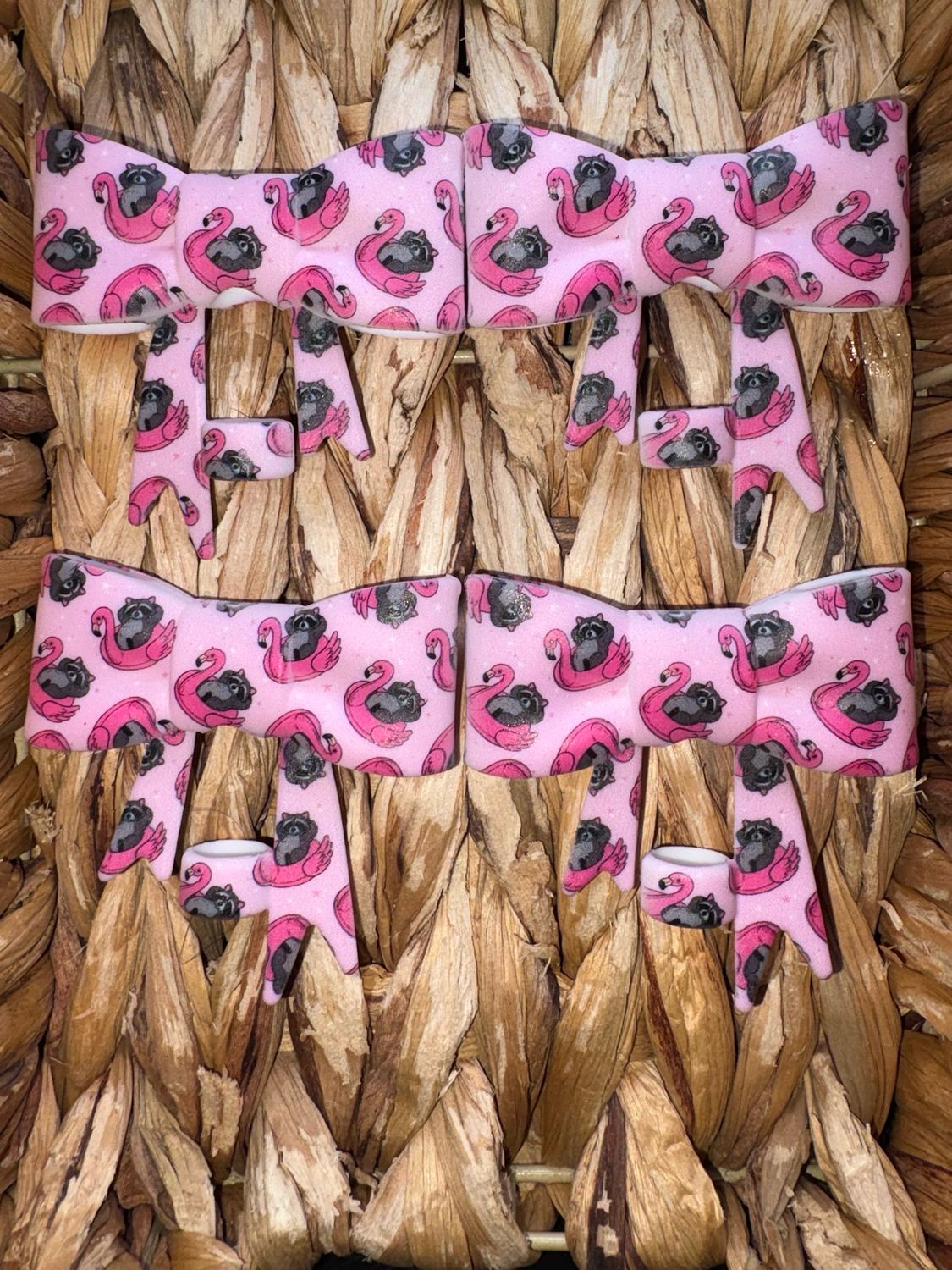 Raccoon Floaty Bow Straw Topper ST19