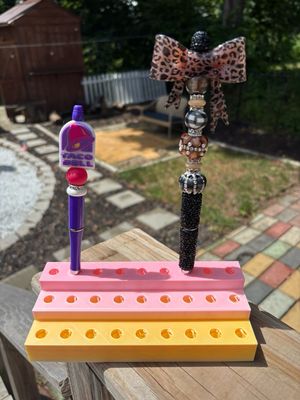 Pen Stand Medium- 27 Hole Pink &amp; Yellow
