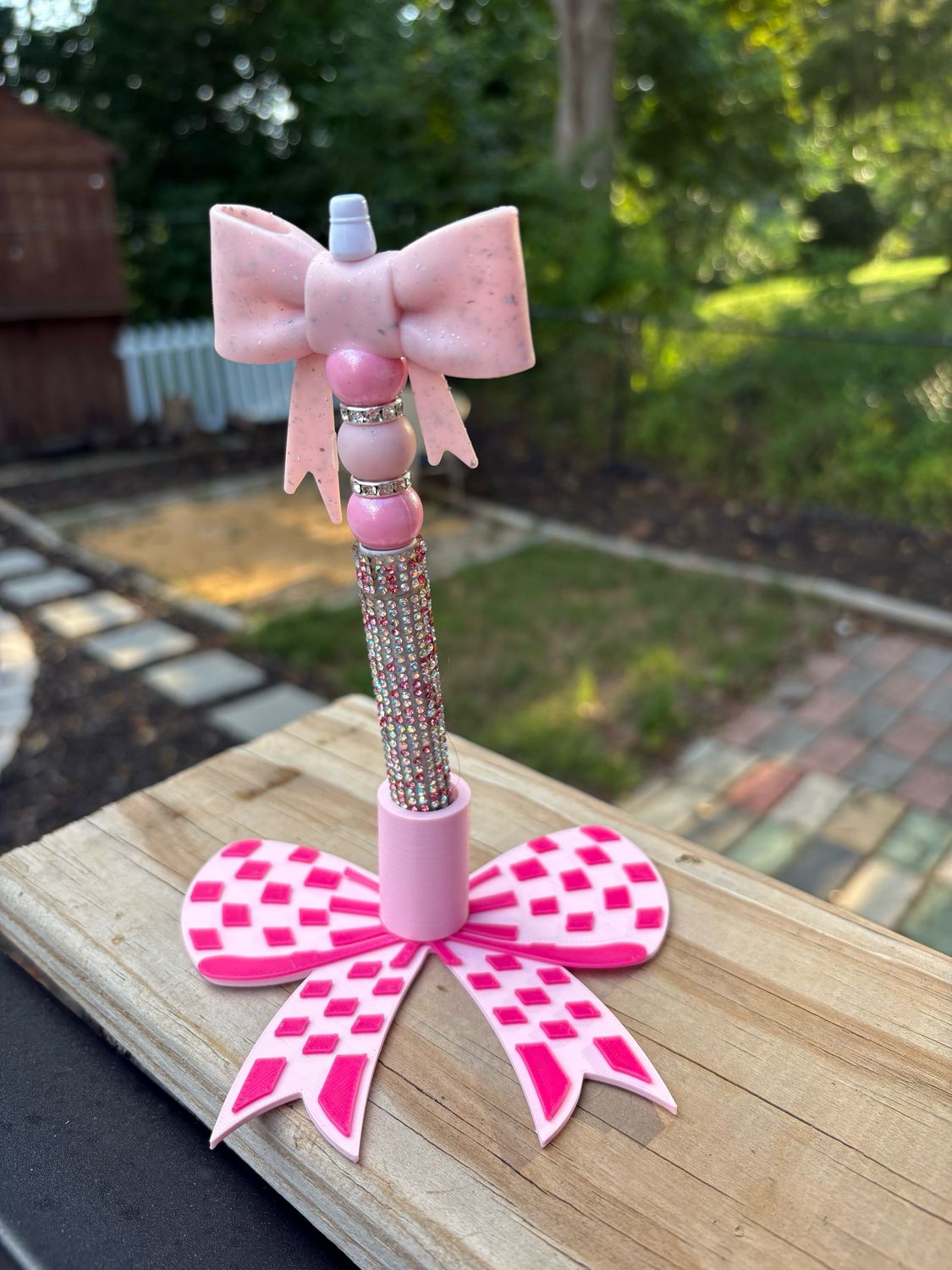 Pink Bow Single Pen Holder