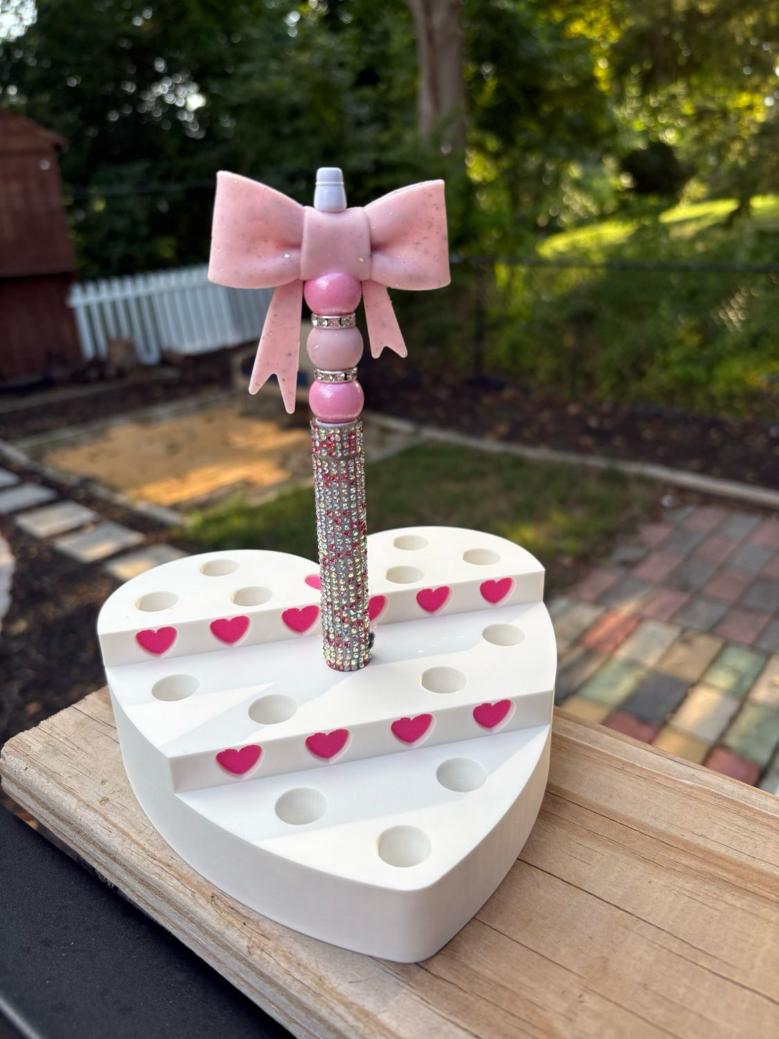 White Heart Pen Holder 