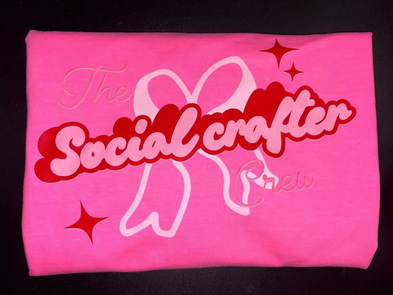 The Social Crafter Crew Shirt- Bright Pink 2XL