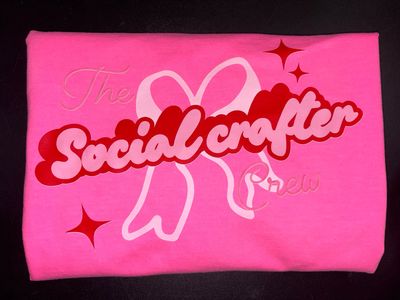 The Social Crafter Crew Shirt- Bright Pink 2XL