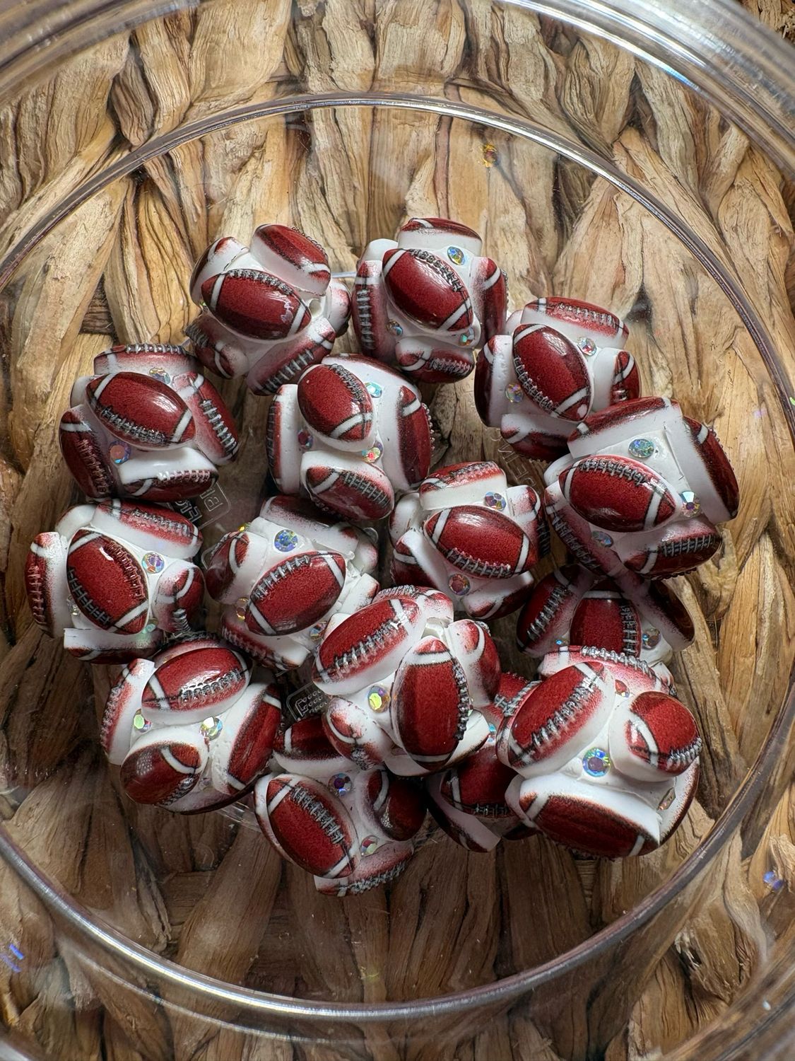 Football Clay Beads-5pc