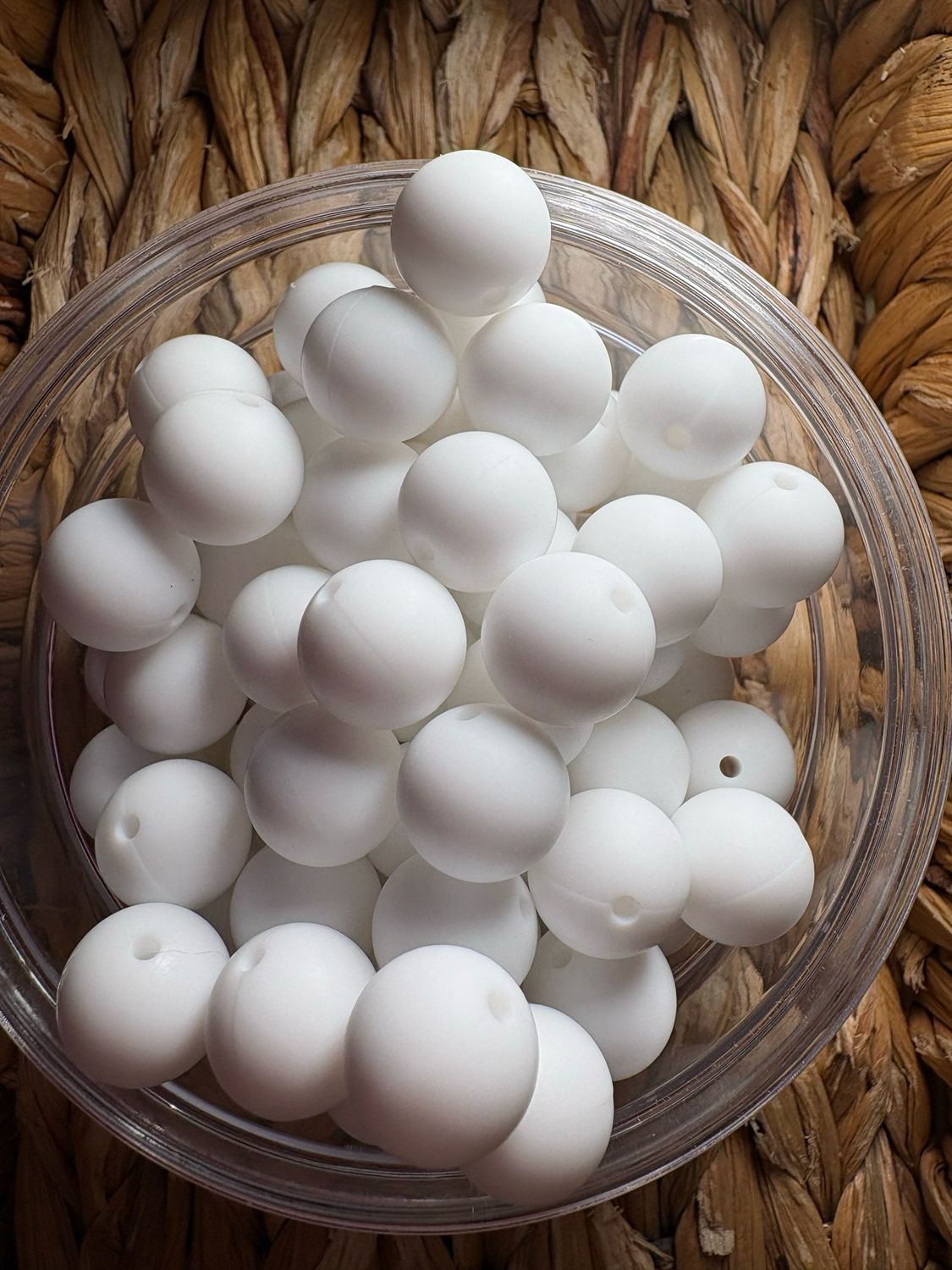 White Silicone Beads-25pc
