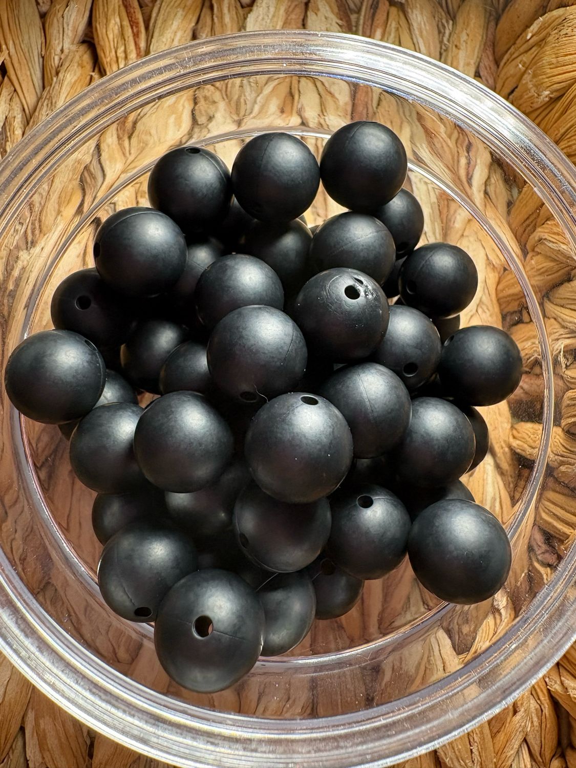 Black Silicone Beads-25pc