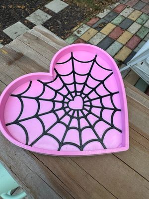 Pink Spidey Heart Trinket Tray 3d Printed