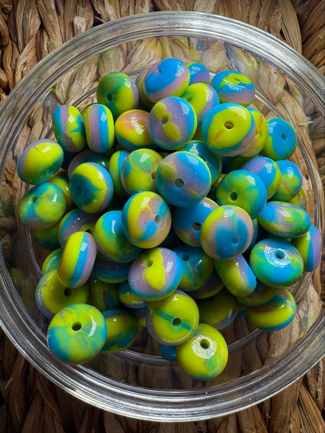 Mardi Gras Liquid Abacus Bead