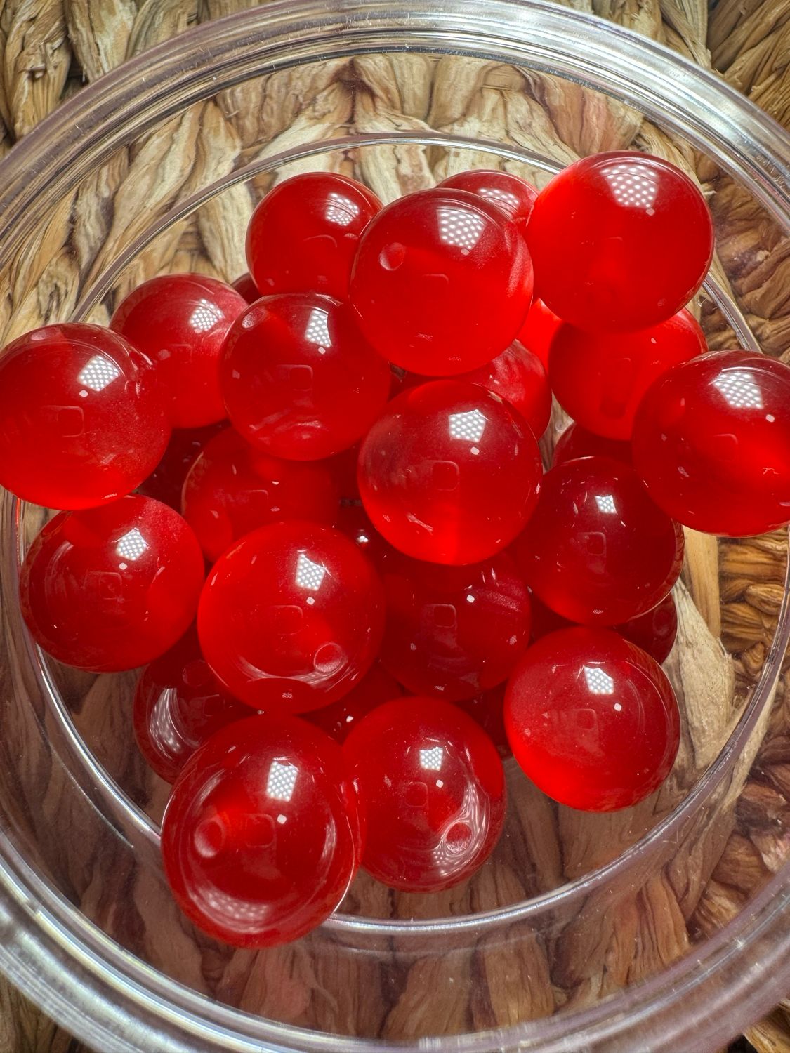 20mm Red Clear Cateye Bead