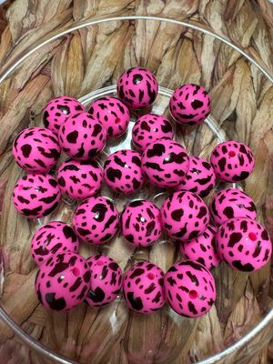 Pink Cheetah Print 15mm Silicone-25pc