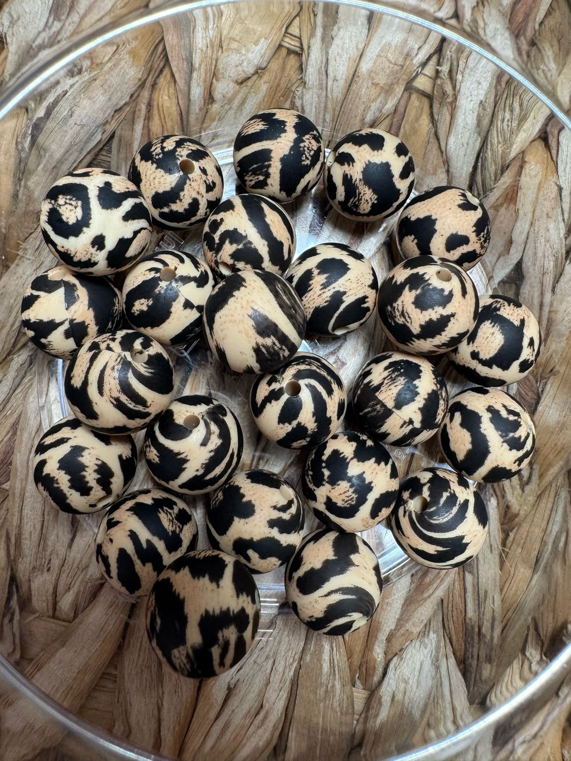 Brown Leopard #1 Print 15mm Silicone-25pc