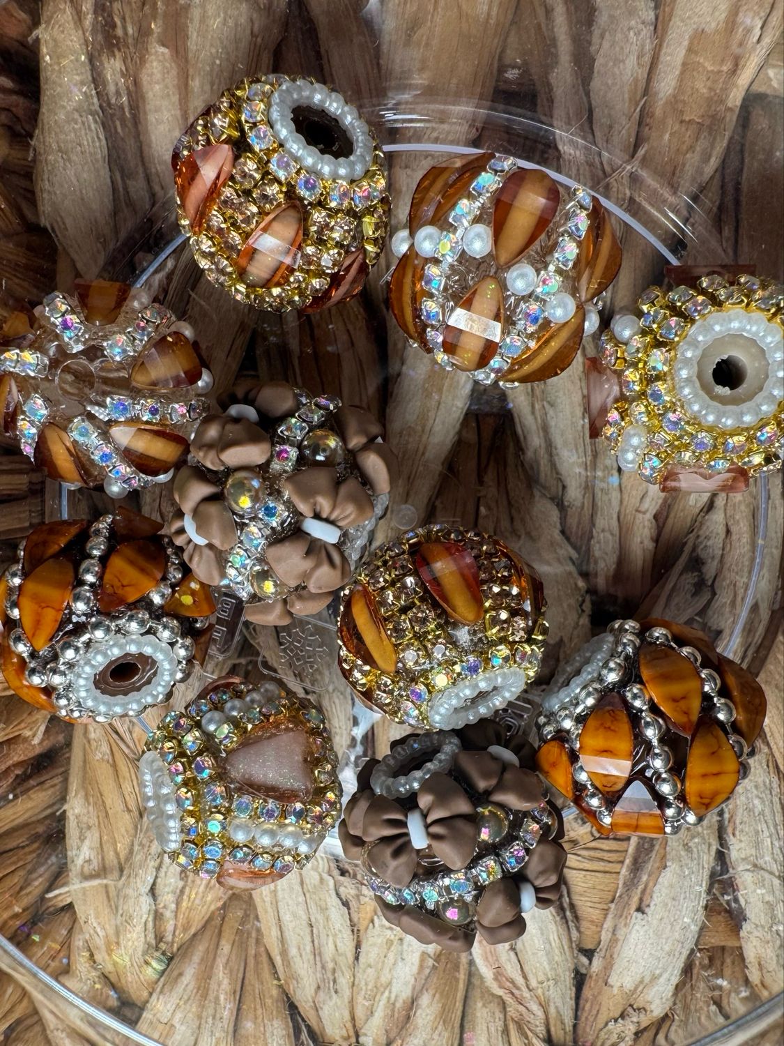 Bulk Bag- Brown Fancy Beads-10pc