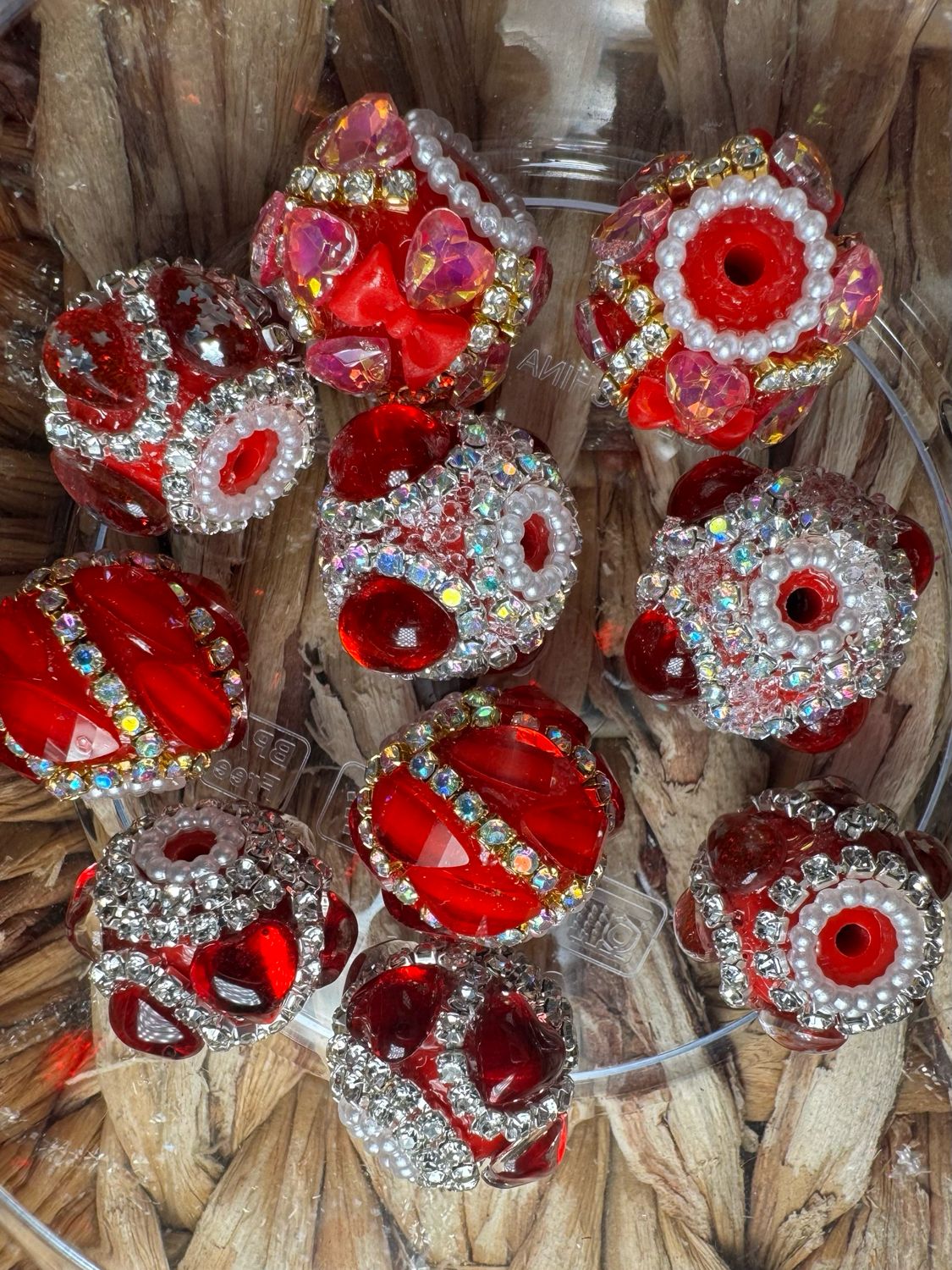 Bulk Bag- Red Fancy Beads-10pc