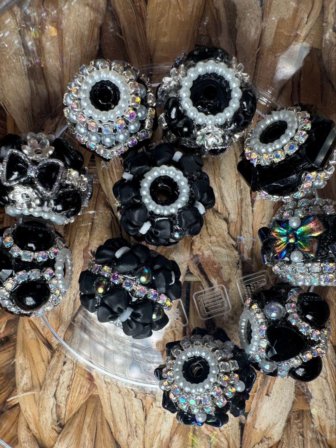 Bulk Bag- Black Fancy Beads-10pc
