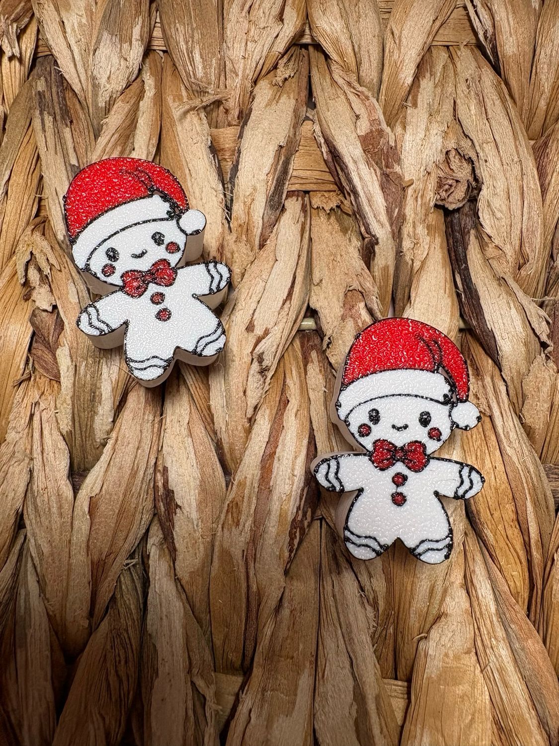 Gingerbread Man Santa 3d Printed Straw Topper