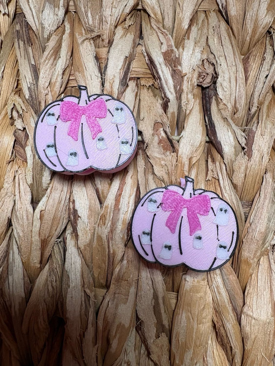 Pink Ghost Pumpkin 3d Printed Straw Topper