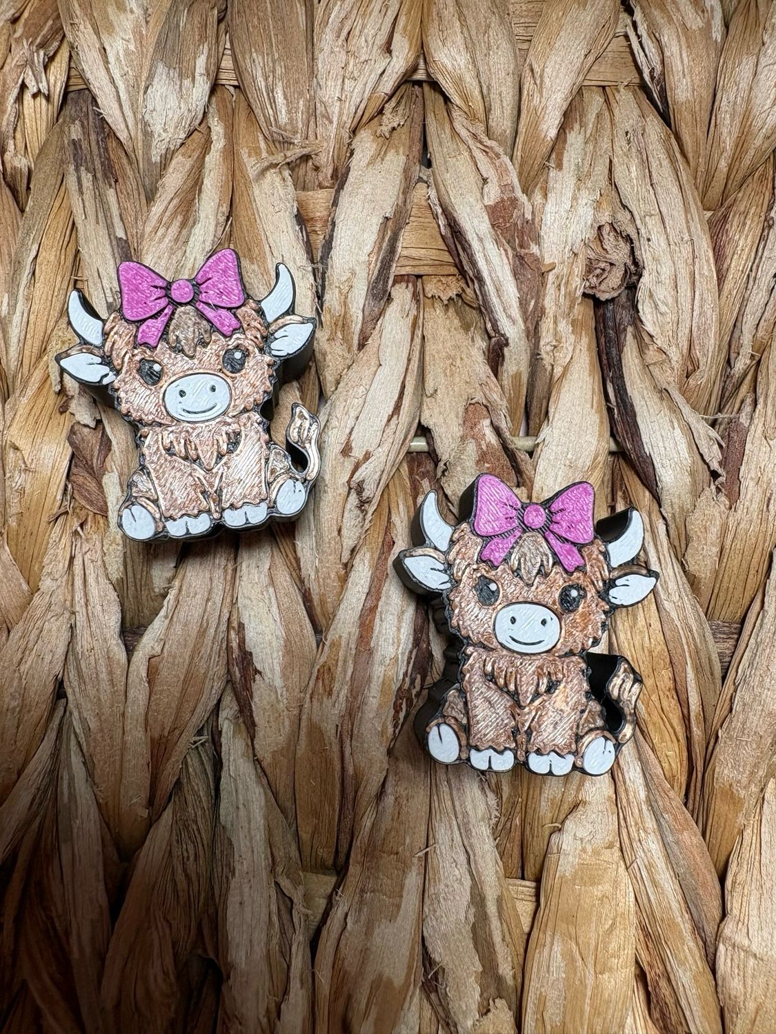 Cow with Bow 3d Printed Straw Topper