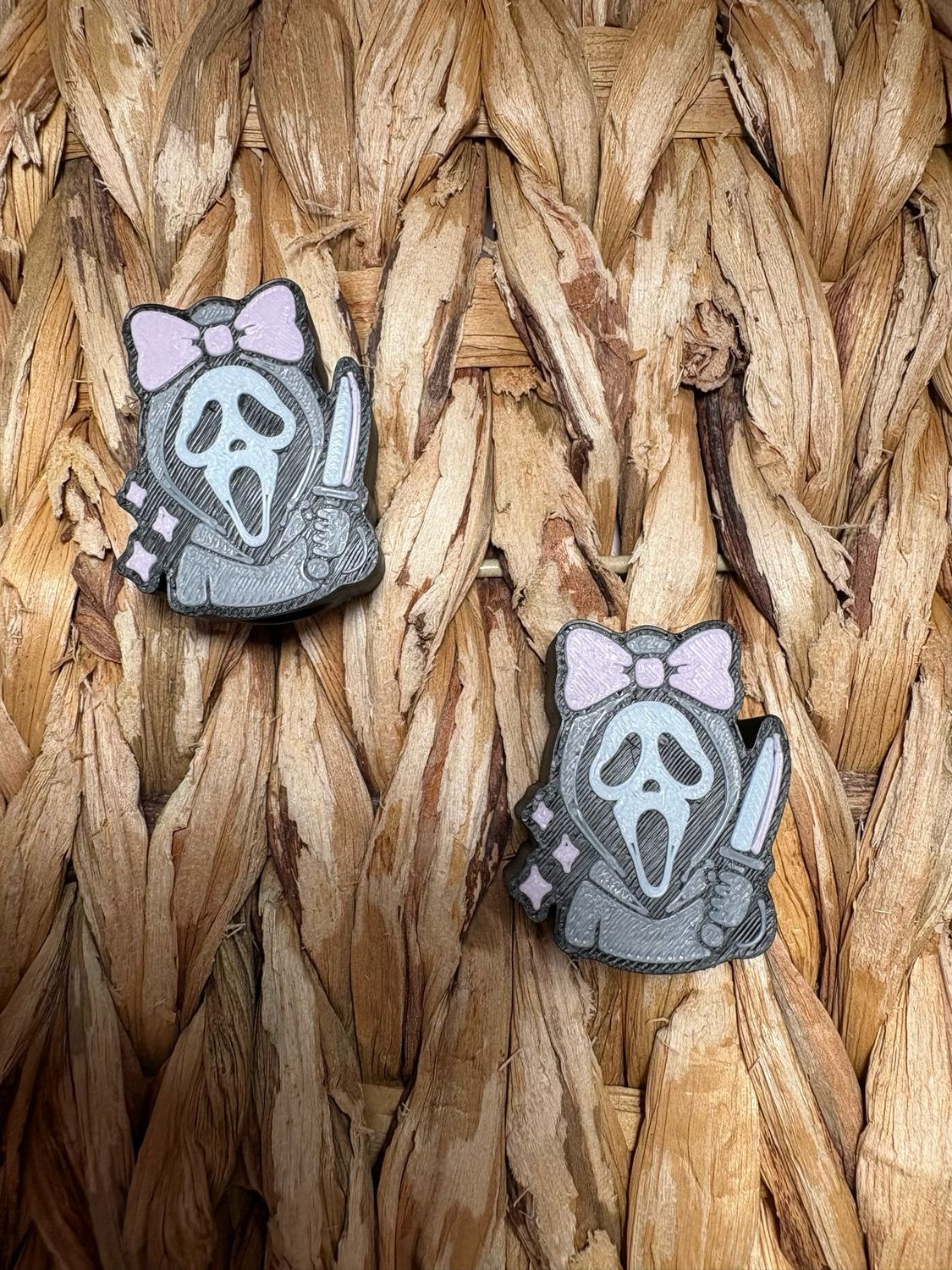 Ghost Face Pink Bow 3d Printed Straw Topper