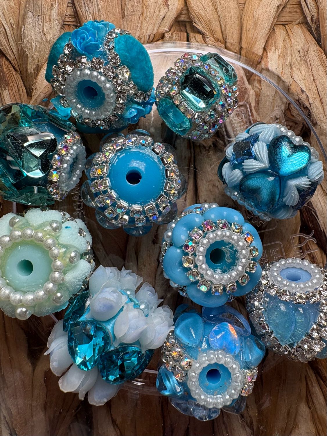 Bulk Bag- Light Blue Fancy Beads-10pc