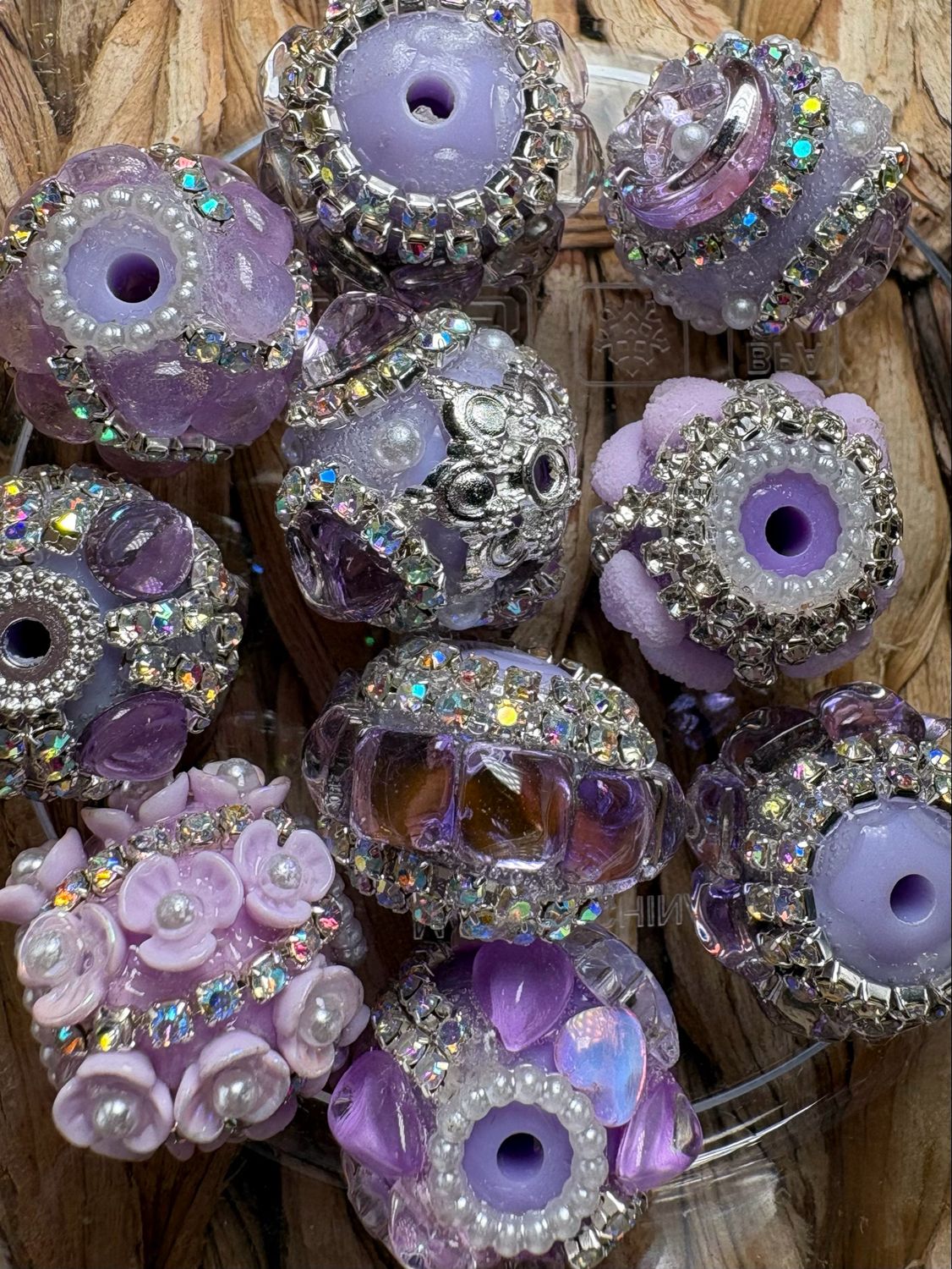 Bulk Bag- Light Purple Fancy Beads-10pc