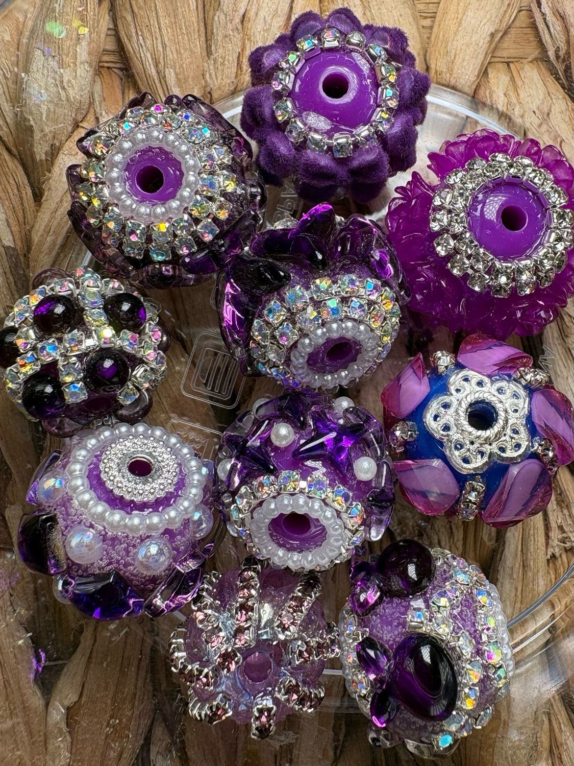 Bulk Bag- Dark Purple Fancy Beads-10pc