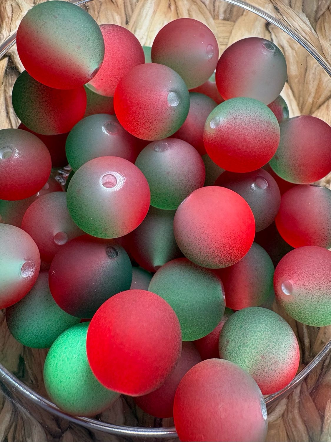Bulk Bag- 15mm Frosted Ombré Christmas-50pc