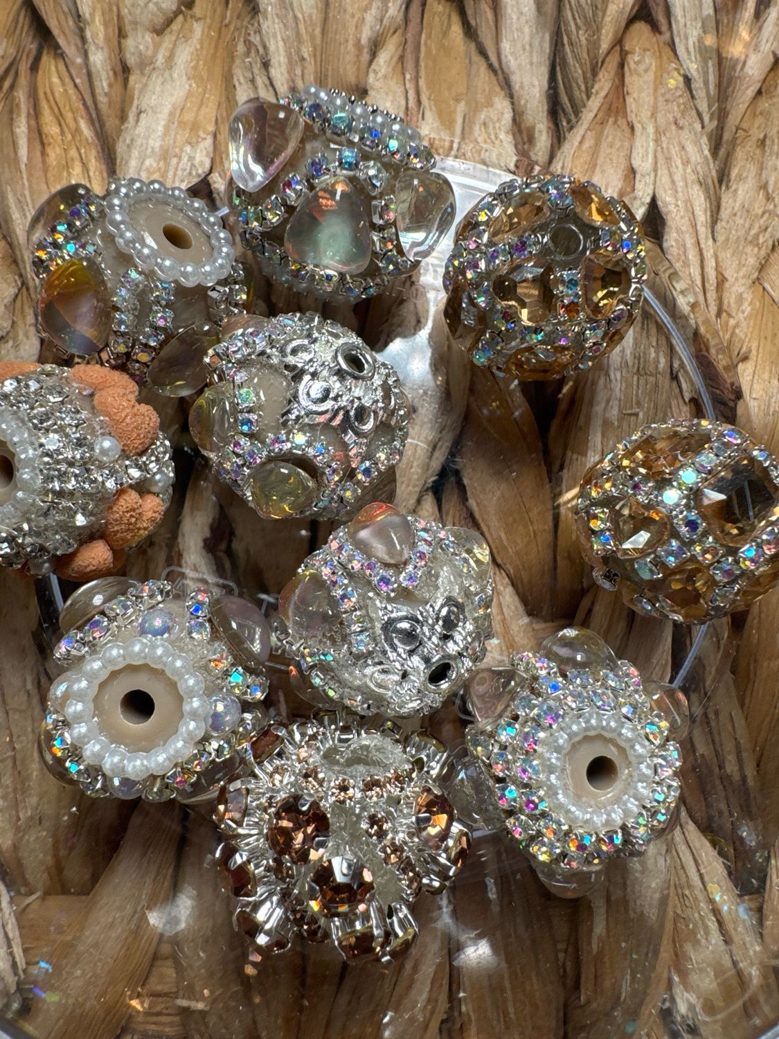 Bulk Bag- Light Brown Fancy Beads-10pc