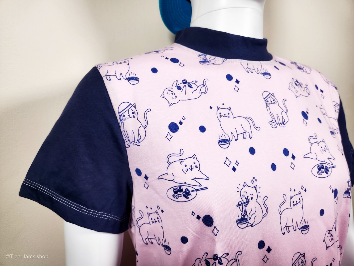Pink Ramen Kitties Ringer T-Shirt