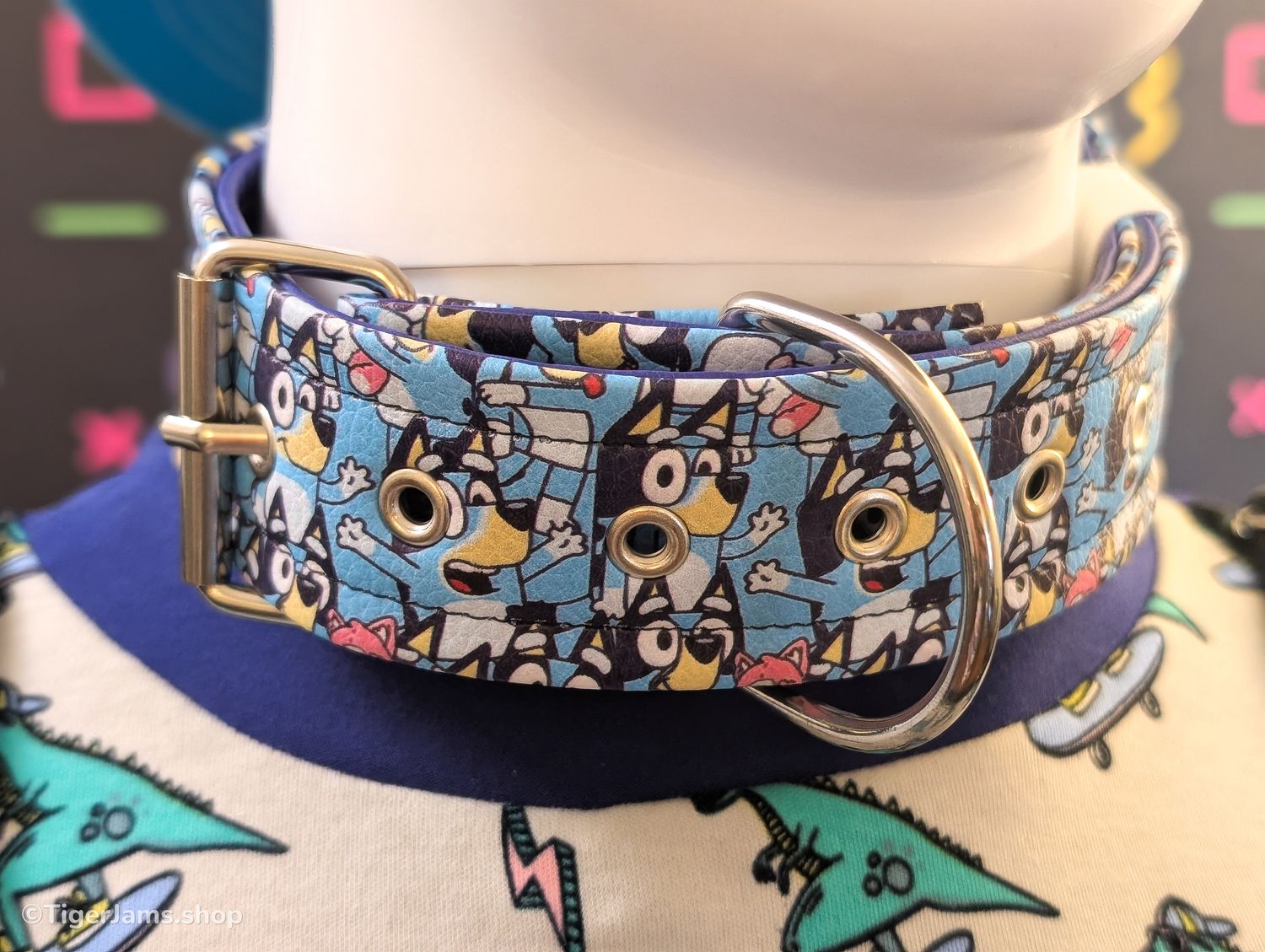 Oops all Blue Dog - Faux Leather Collar